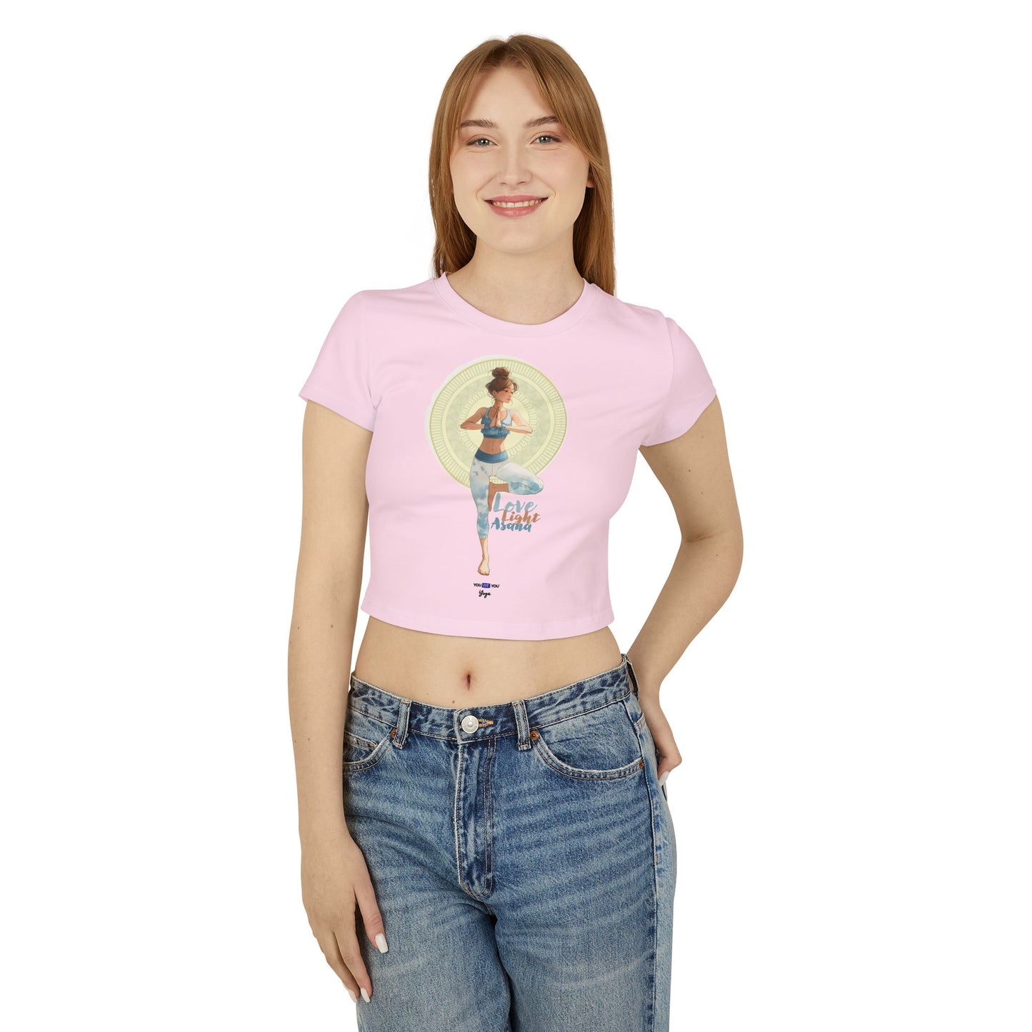Yoga-Love, Light, Asana Baby Tee, Cropped Tee