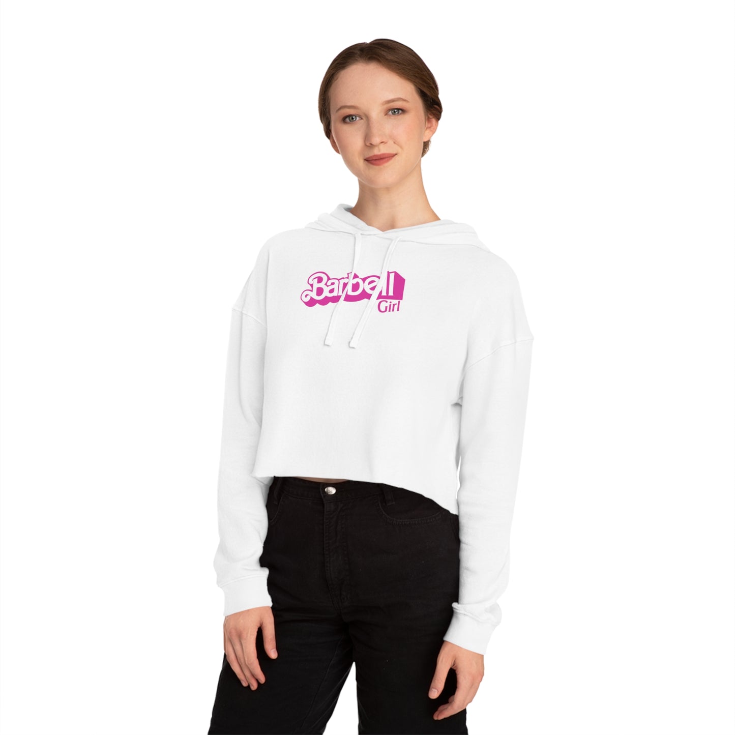Barbell Girl Vintage Font -Women’s Cropped Hooded Sweatshirt