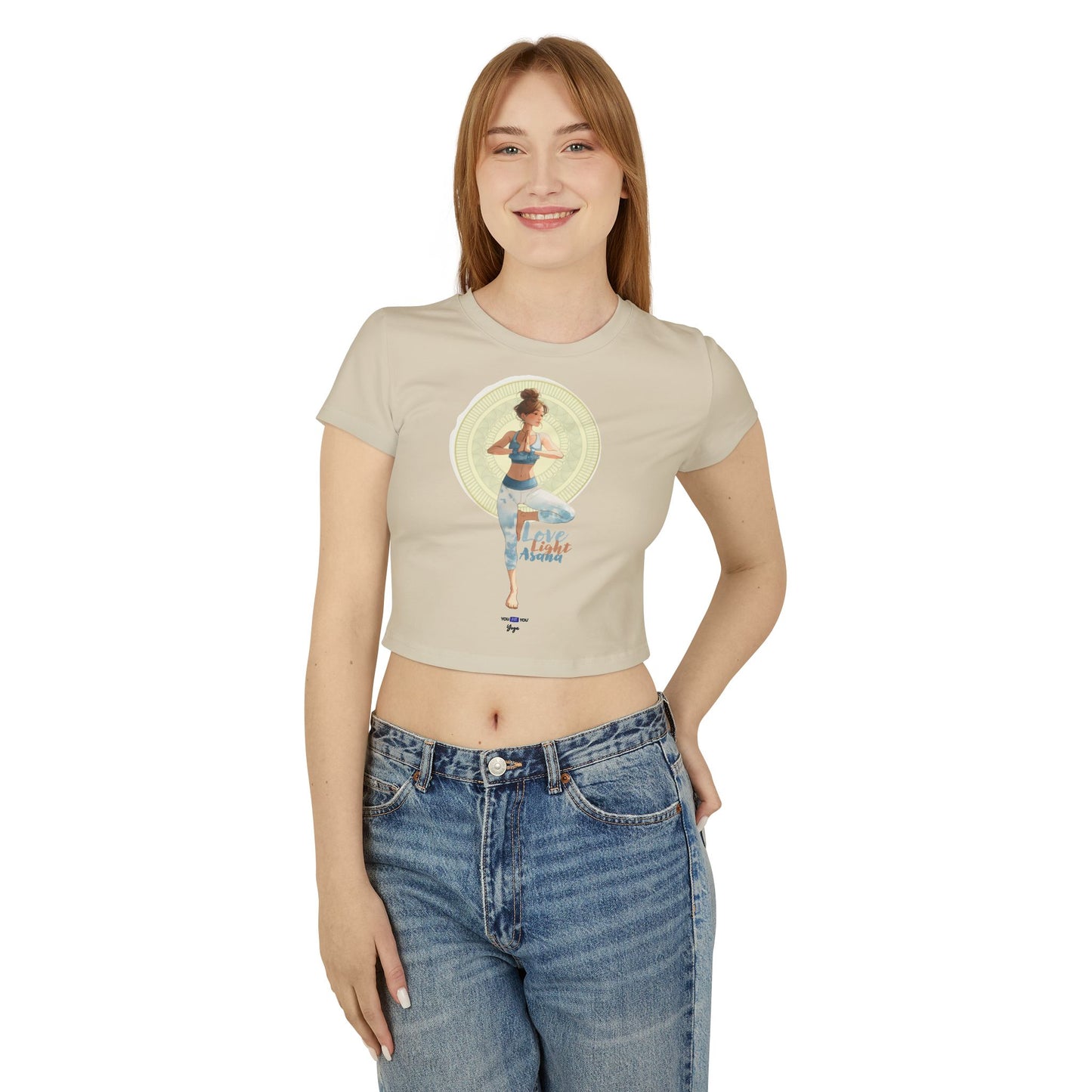 Yoga-Love, Light, Asana Baby Tee, Cropped Tee