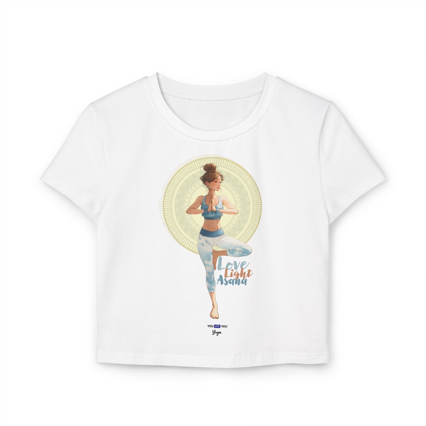 Yoga-Love, Light, Asana Baby Tee, Cropped Tee