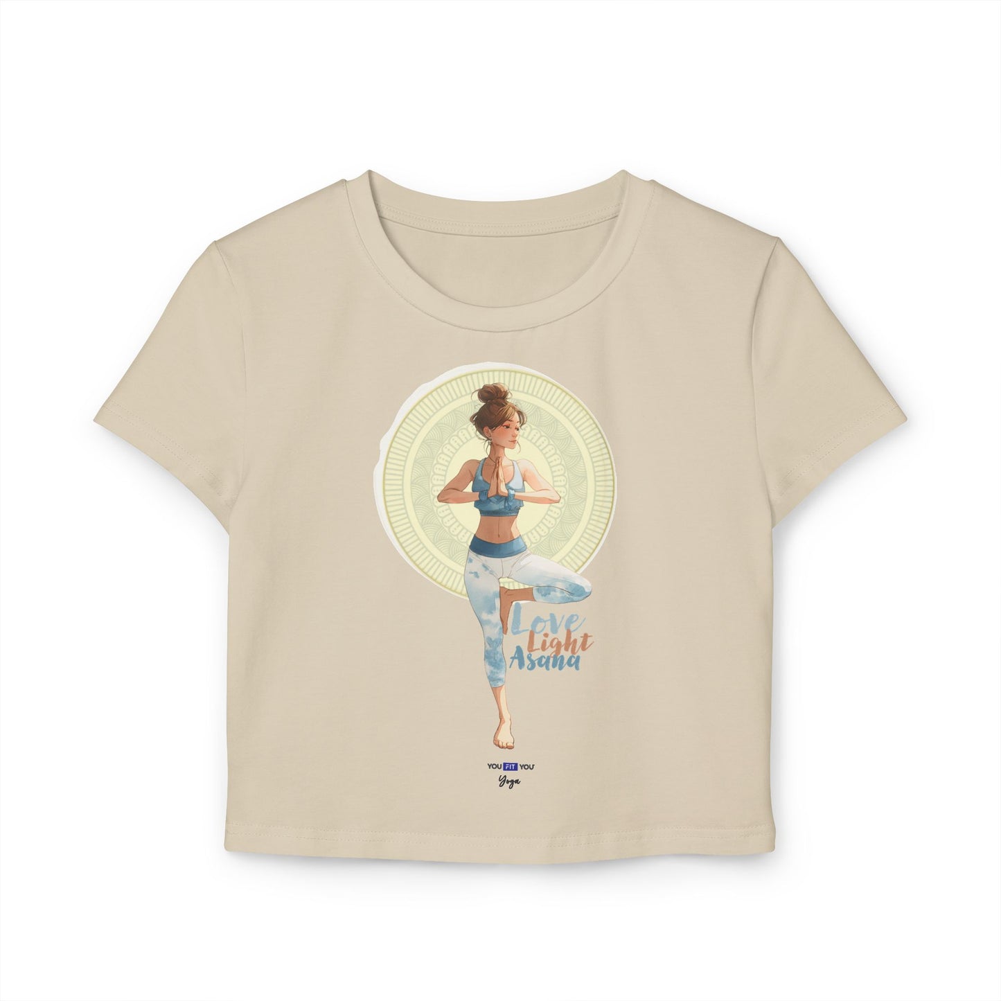Yoga-Love, Light, Asana Baby Tee, Cropped Tee
