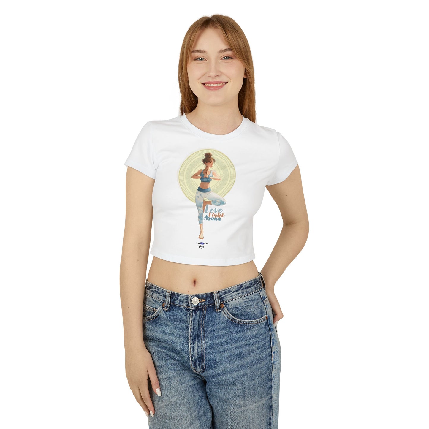 Yoga-Love, Light, Asana Baby Tee, Cropped Tee