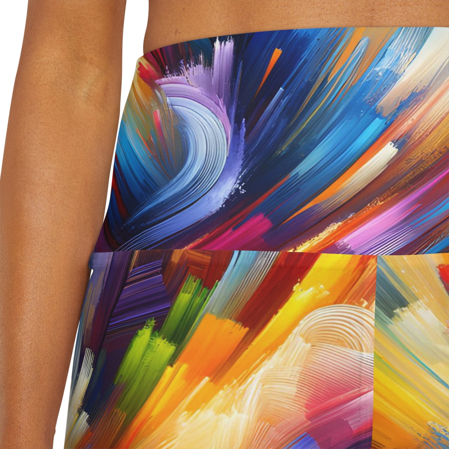Swirling Brush Strokes -High Waisted Yoga Shorts