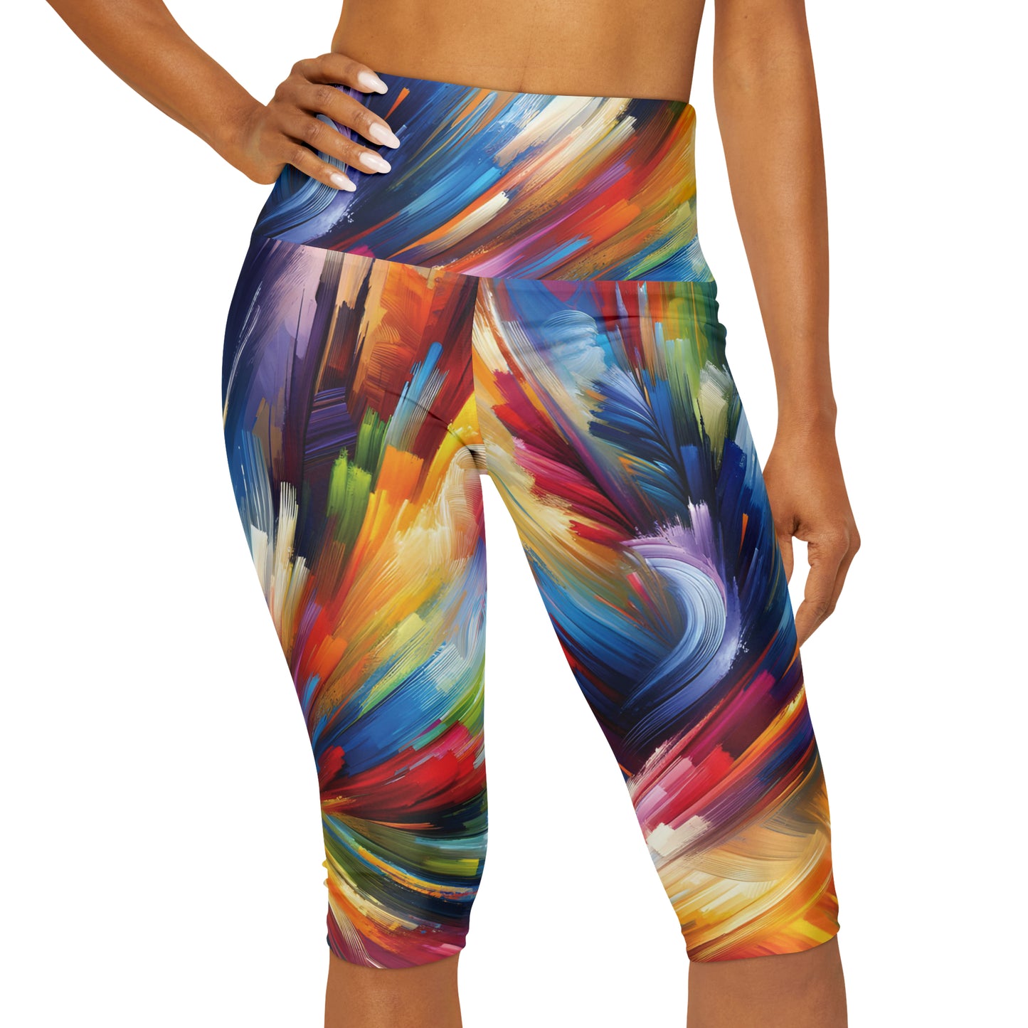 Swirling Brush Strokes -Yoga Capri Leggings