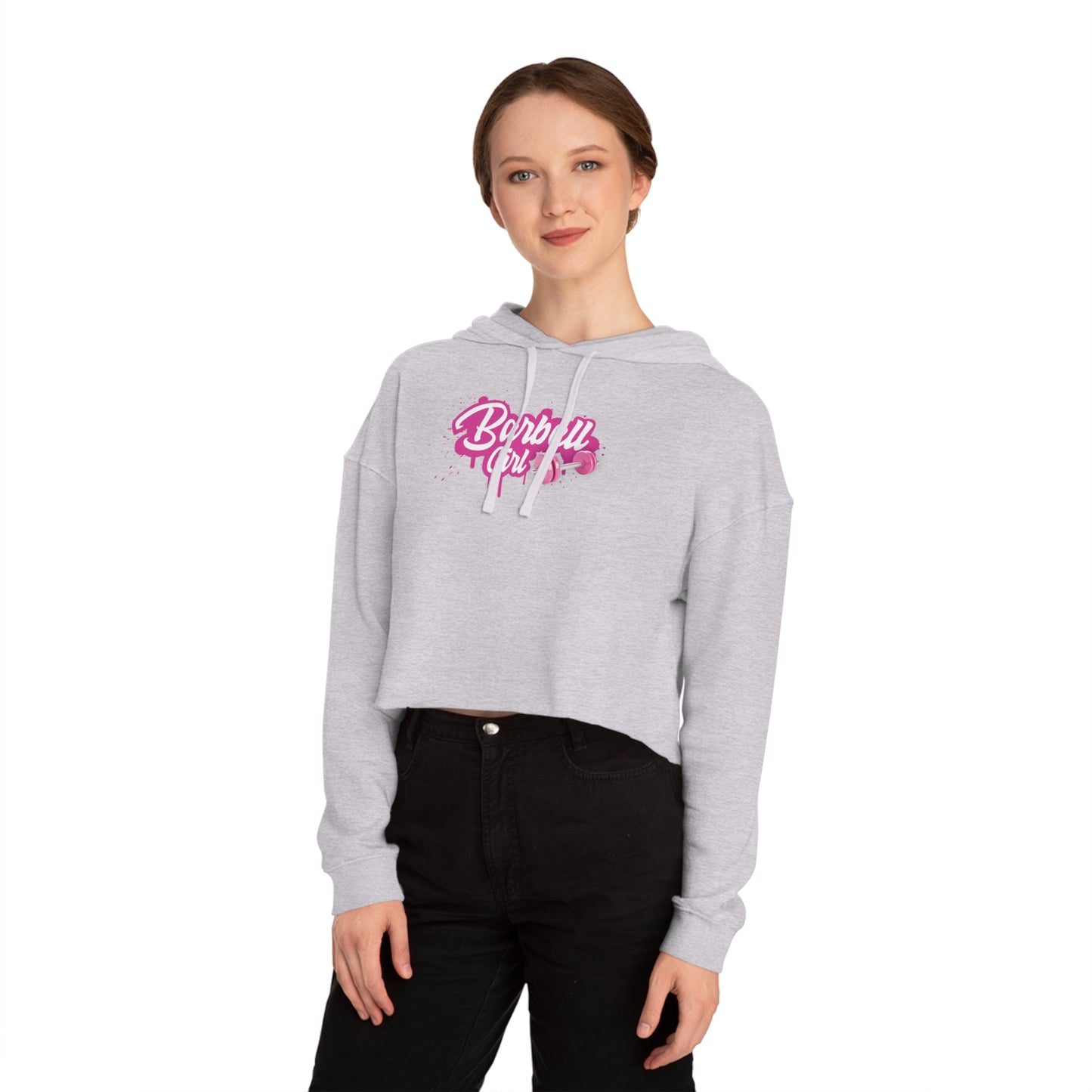 Barbell Girl Script Drip Style -Women’s Cropped Hoodie