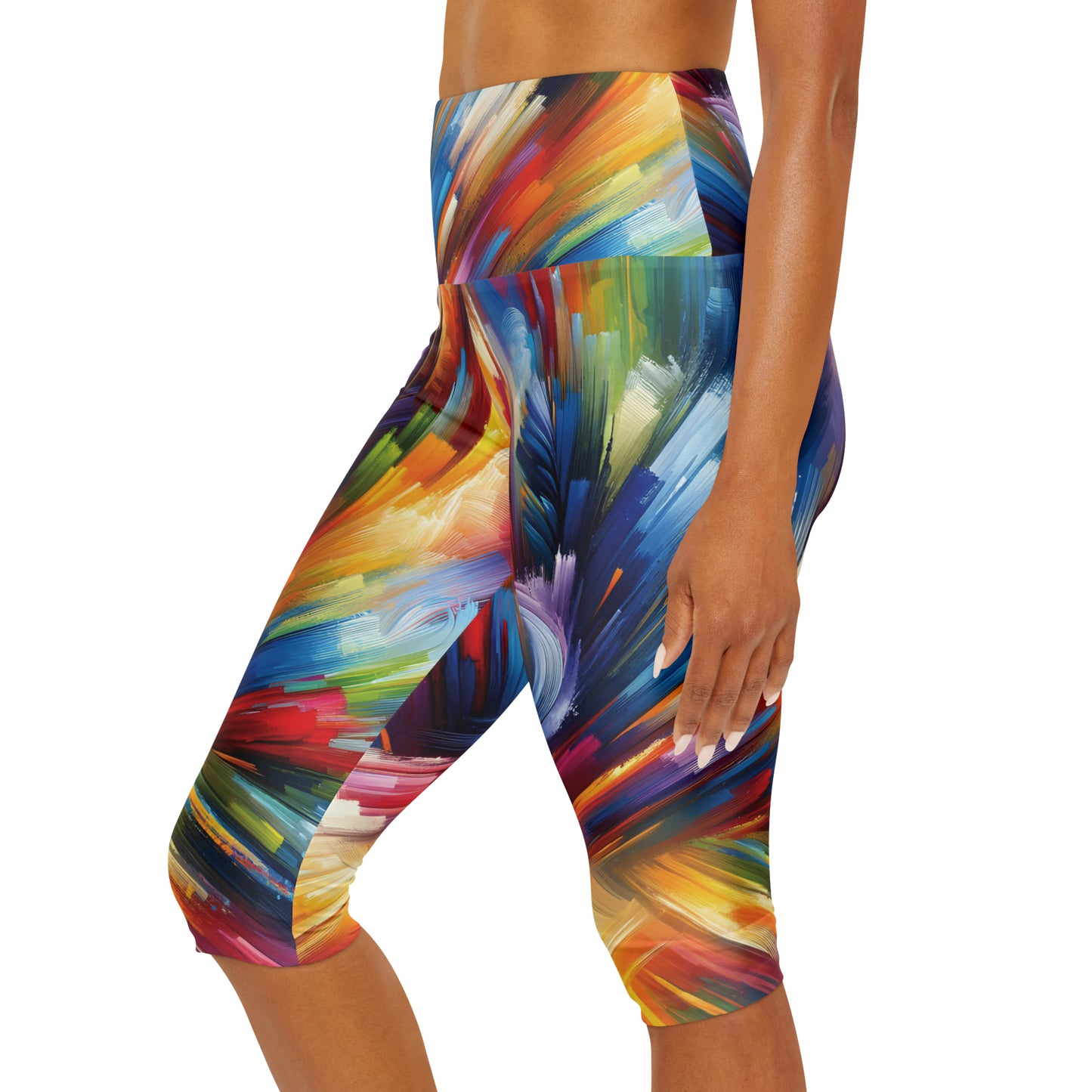 Swirling Brush Strokes -Yoga Capri Leggings