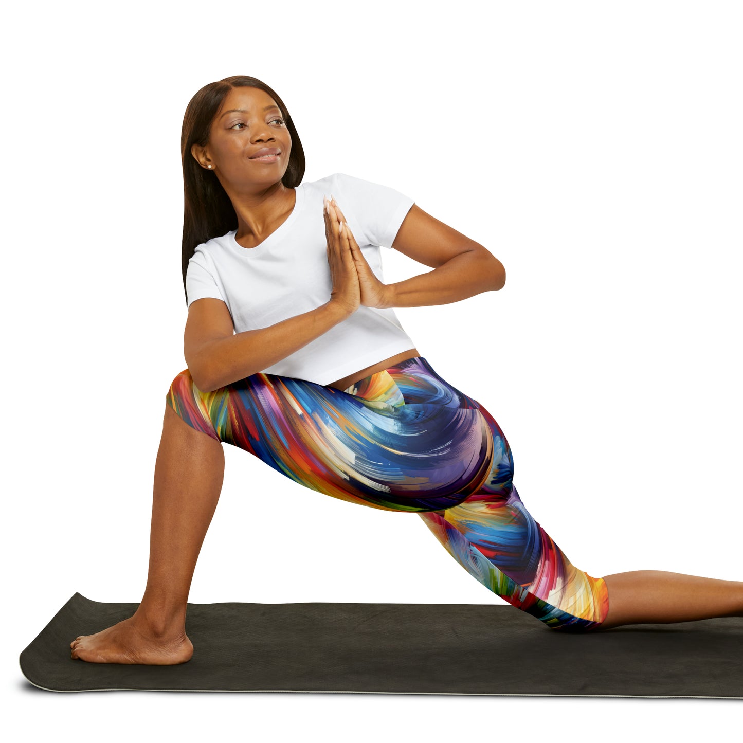 Swirling Brush Strokes -Yoga Capri Leggings