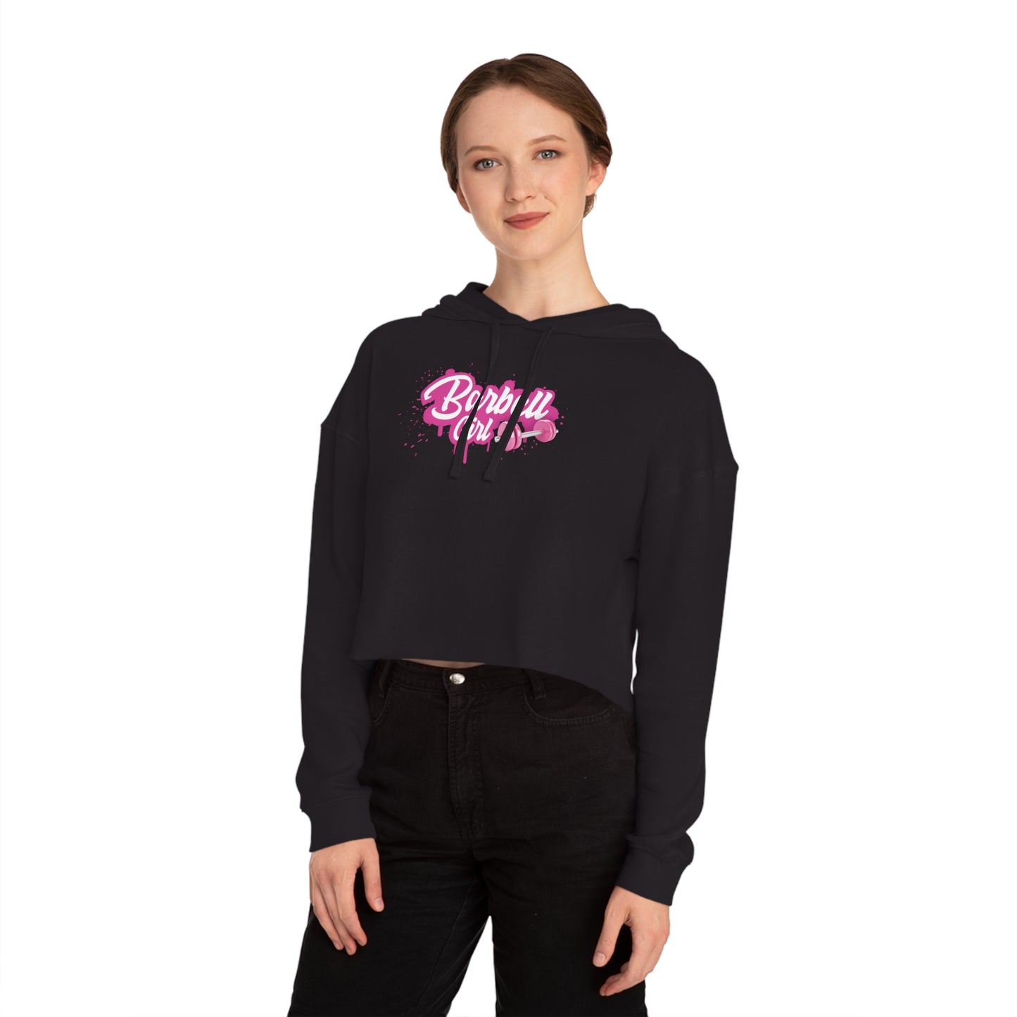 Barbell Girl Script Drip Style -Women’s Cropped Hoodie