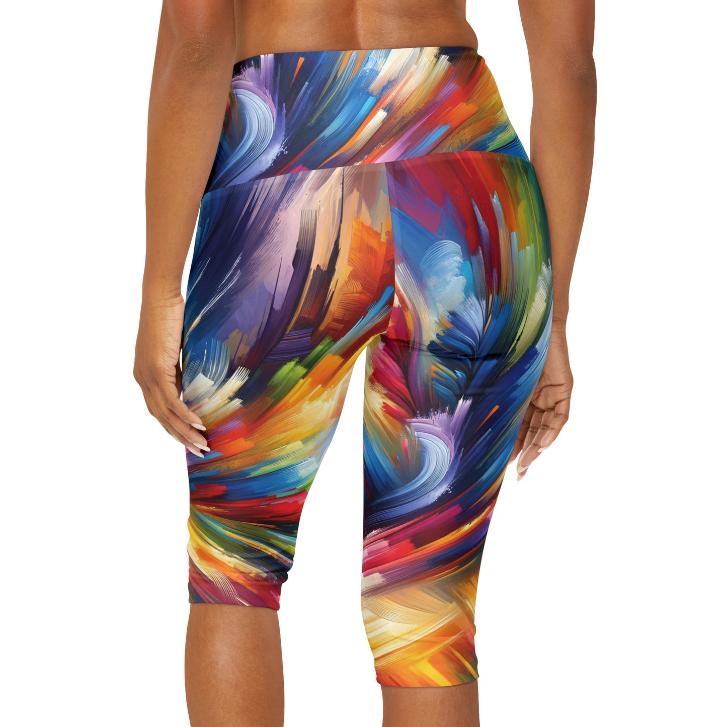 Swirling Brush Strokes -Yoga Capri Leggings